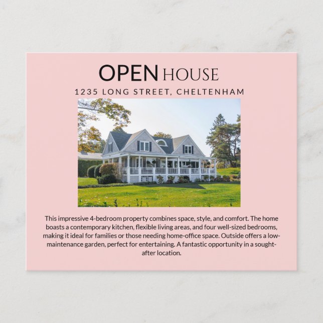Real Estate Open House Targeting Postcards & Flyer (Framsidan)
