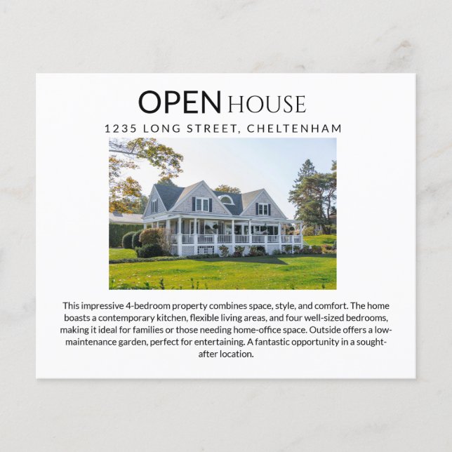 Real Estate Open House Targeting Postcards & Flyer (Framsidan)