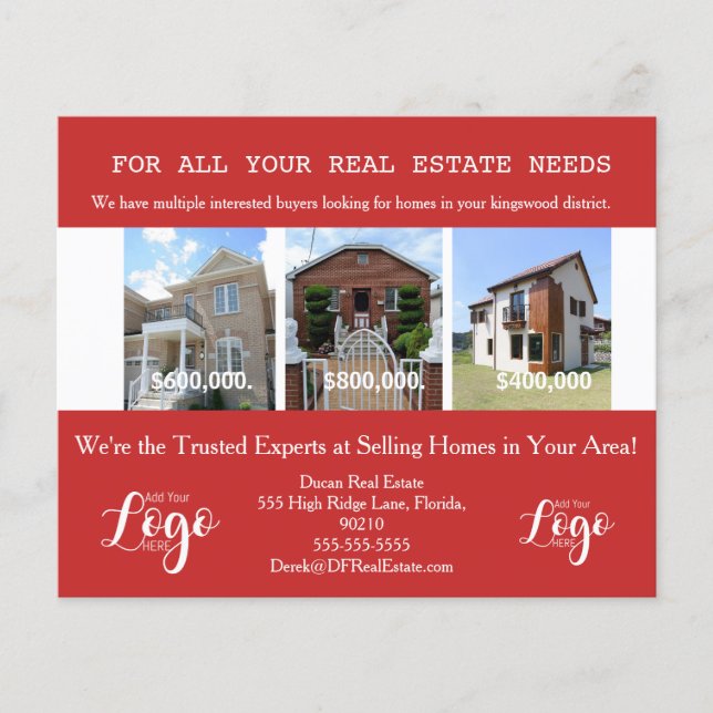 Real Estate School District Targeting Postcards Flygblad (Framsidan)