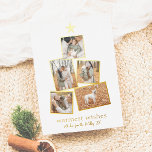 Real Foil | Boho Julgran 5 Photo Collage<br><div class="desc">Lägg till lite grann till dina julkort med äkta guld, silver eller guld! Det här klassiska och tidlösa metalliska stil kommer säkert att lägga till ytterligare en nivå till dina kort. Ett modernt, enkelt helgdag-kort som innehåller fem av dina favoritfoton i en Julgran-form med folie. Längst upp på fotot finns...</div>