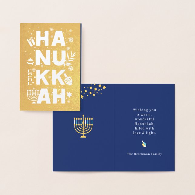 Real Foil Card lycklig Hanukkah Folierat Kort (Display)