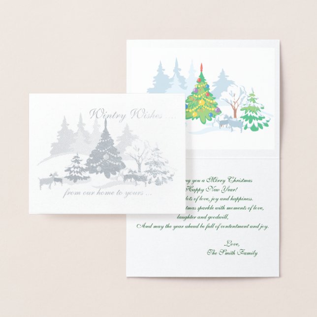 Real Foil Wintry Önskemål julgetter Folierat Kort (Display)