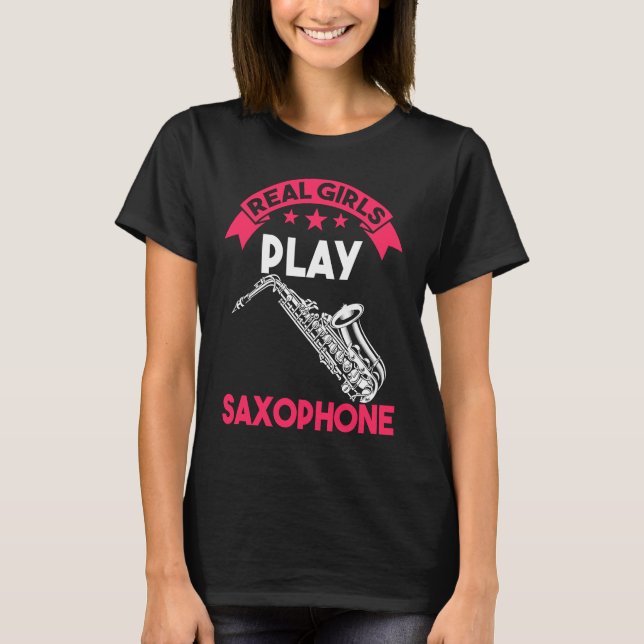 Real girl saxophone play t shirt (Framsida)