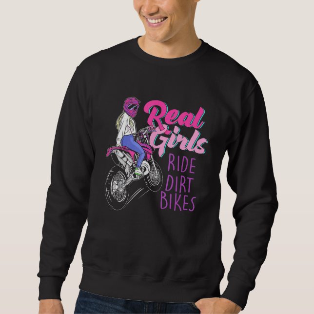 Real Girls Ride Dirt Bikes Motocross Motorcykel Wo Lång Ärmad Tröja (Framsida)