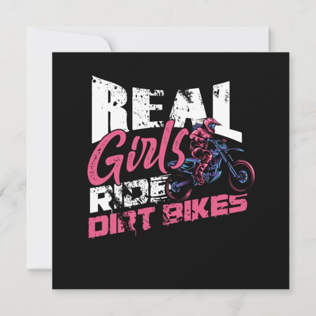 Real Girls Ride Dirt Bikes Motorcycle Motocross Gi Inbjudningar (Framsida)