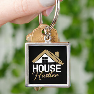 Real Gods Agent Broker Realtor House Hustler Fyrkantig Silverfärgad Nyckelring