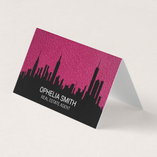 Real Gods Agent Cityscape Rosa Leather Visitkort
