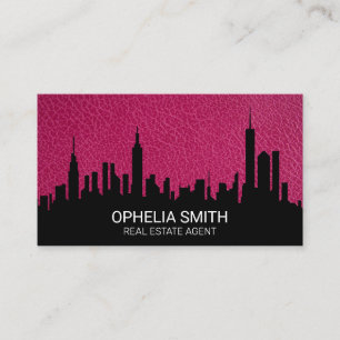 Real Gods Agent Cityscape Rosa Leather Visitkort