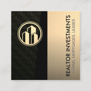 Real Gods Agent Guld Metallic Sleek Black Fyrkantigt Visitkort