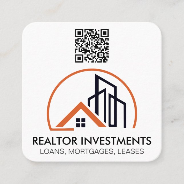 Real Gods Agent | Hem och Byggnad | QR-kod Fyrkantigt Visitkort (Framsida)