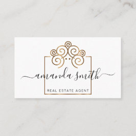 Real gods agent med trehjuligt hus i guld visitkort