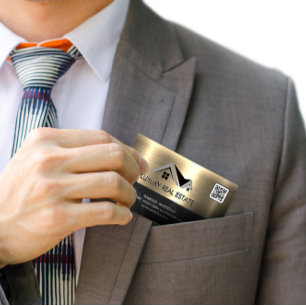 Real Gods Agent Metallisk Guld QR-kod Visitkort