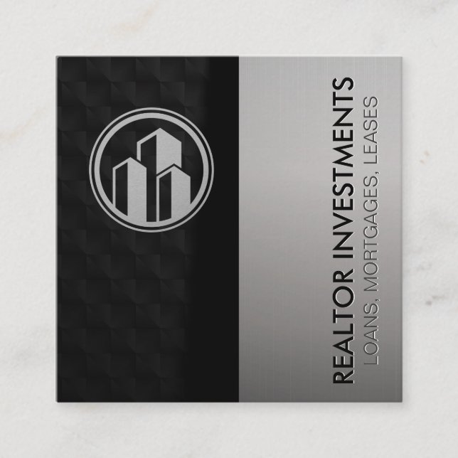 Real Gods Agent | Metallisk | Sleek Black Fyrkantigt Visitkort (Framsida)