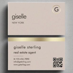 Real Gods Agent QR Code Faux guldfoil Monogram Visitkort