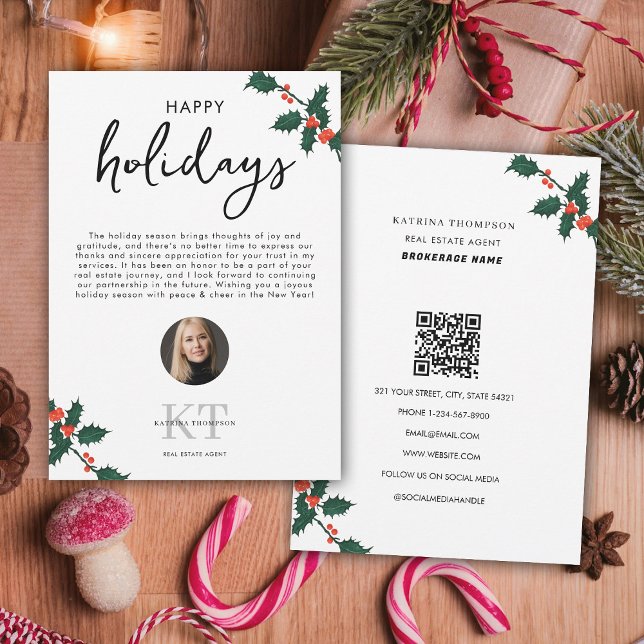 Real Gods Agent Realtor jul Glad helg Tack Kort (Real Estate Agent Realtor Christmas Happy Holidays Thank You Card)
