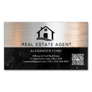 Real Gods Agent silver Metallic Guld Marble Magnetiska Visitkort