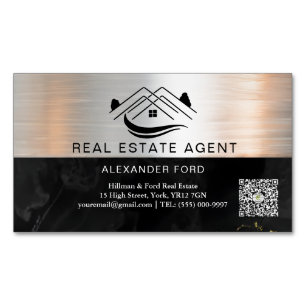 Real Gods Agent silver Metallic Guld Marble Magnetiska Visitkort