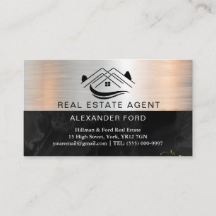 Real Gods Agent silver Metallic Guld Marble Visitkort