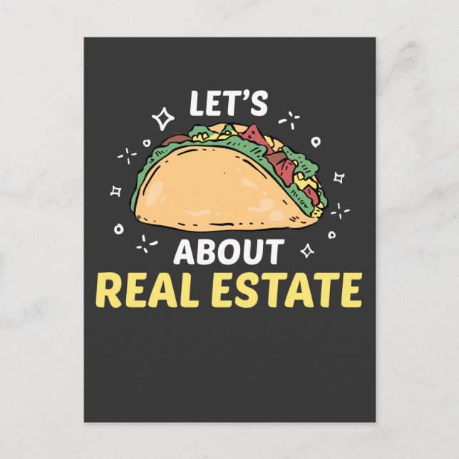 Real Gods Agent Taco Egendom Broker Foodie Vykort (Framsida)