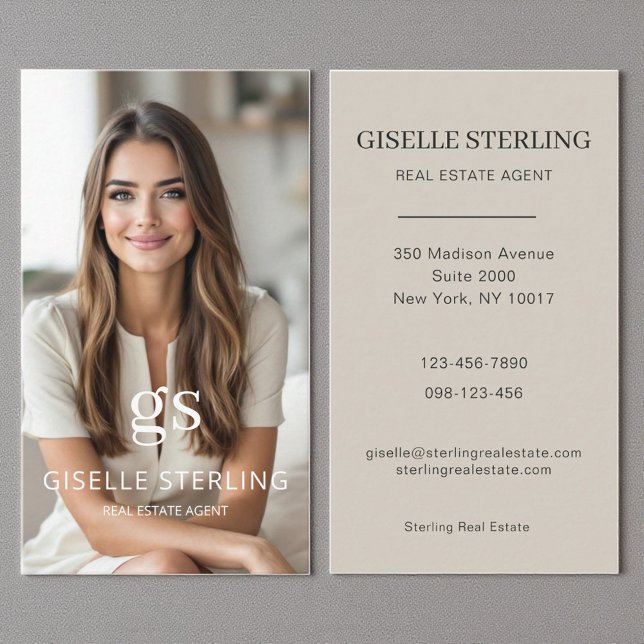 Real Gods Agent Taupe Beige Photo Professionell Visitkort (Skapare uppladdad)