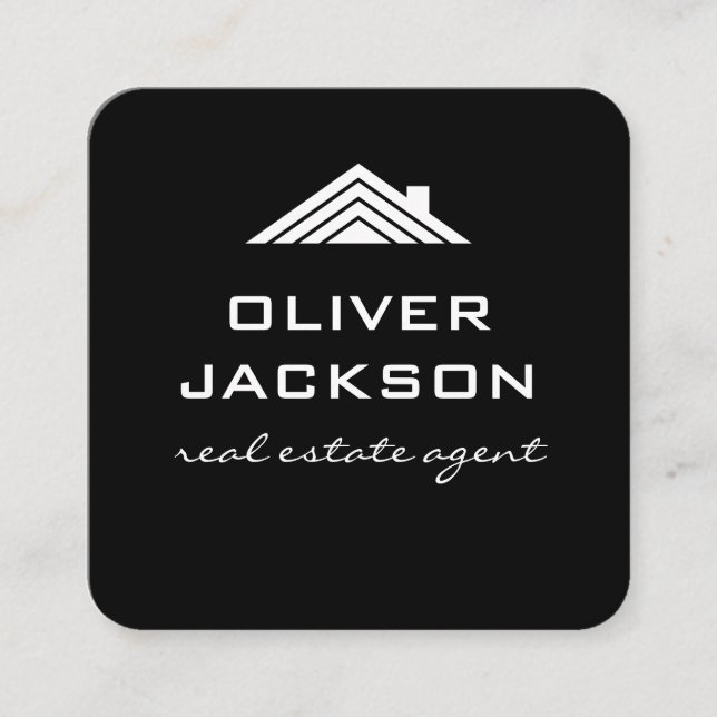 Real Gods Black White | Rooftop Realtor Fyrkantigt Visitkort (Framsida)