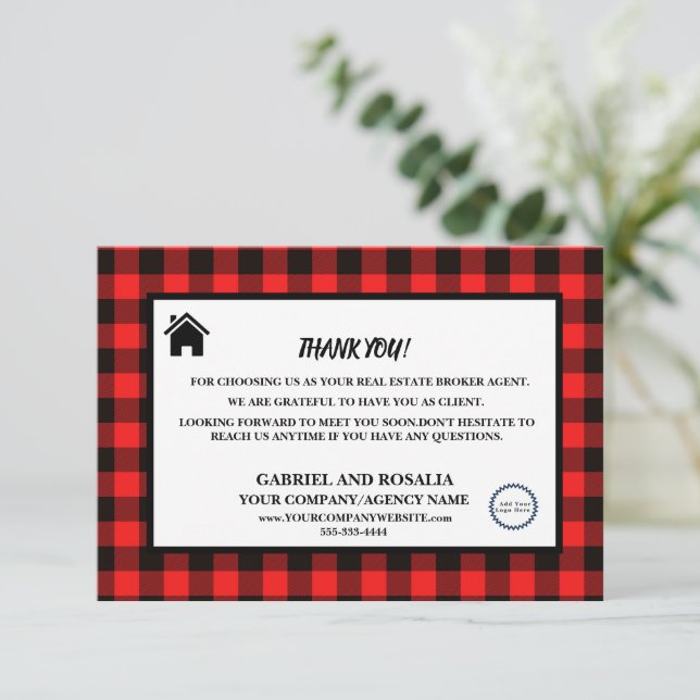 Real Gods Broker Agent Business Buffalo Checks   Tack Kort (Stående Fram)