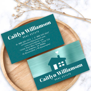 Real Gods Broker Professionell Modern House Teal Visitkort