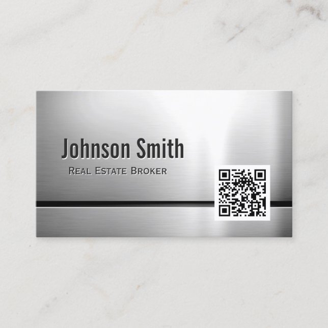 Real Gods Broker - Stainless Steel QR-kod Visitkort (Framsida)