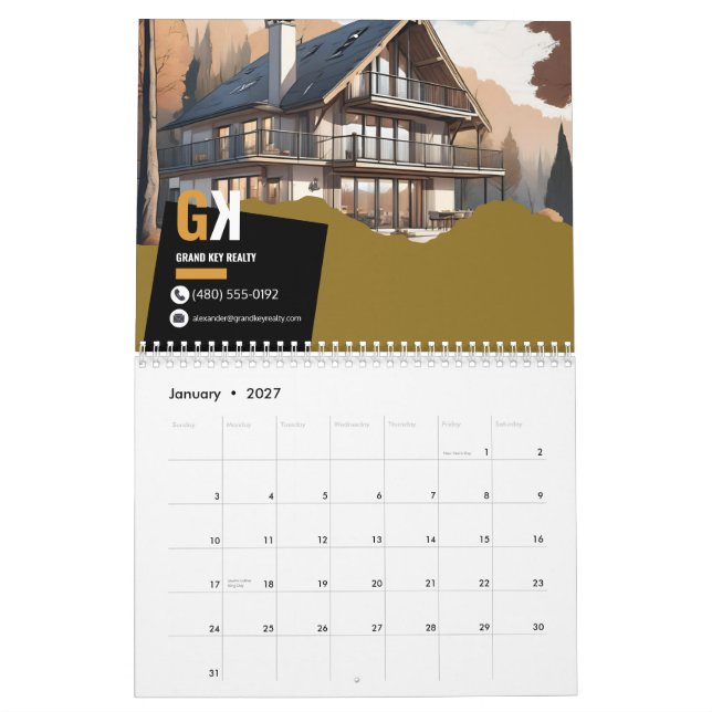 Real Gods Calendar | Svartfärgsdesign och Guld-åte Kalender (Jan 2027)