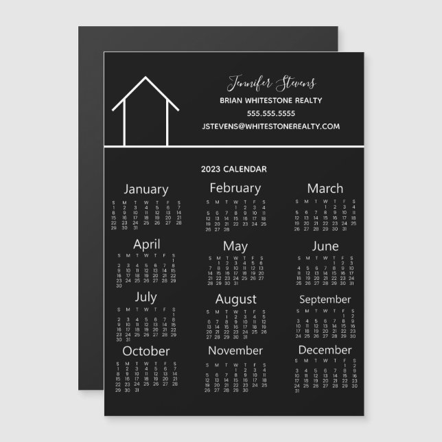 Real Gods Company Black 2023 Calendar Magnet (Fram/baksida)