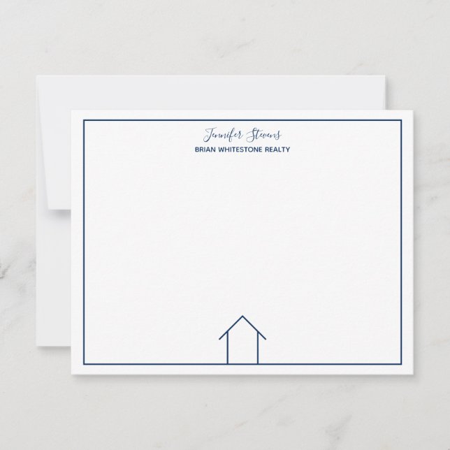 Real Gods Company Blue Monogram Home Realtor Anteckningskort (Framsida)