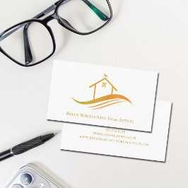 Real Gods Company Guld House Logotyp Anpassningsba Visitkort