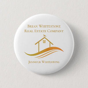 Real Gods Company Guld House Realtor Namn bricka Knapp