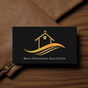 Real Gods Company Modern Chic Guld Black Realtor Visitkort