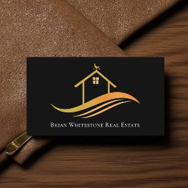 Real Gods Company Modern Chic Guld Black Realtor Visitkort