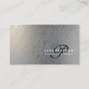 Real Gods Elegant Script Monogram SilverTexture Visitkort