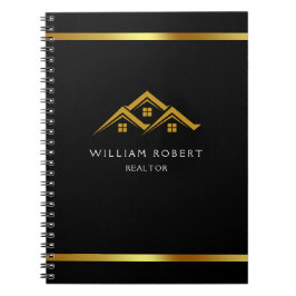Real Gods Golden House Logotyp Modern Realtor Anteckningsbok