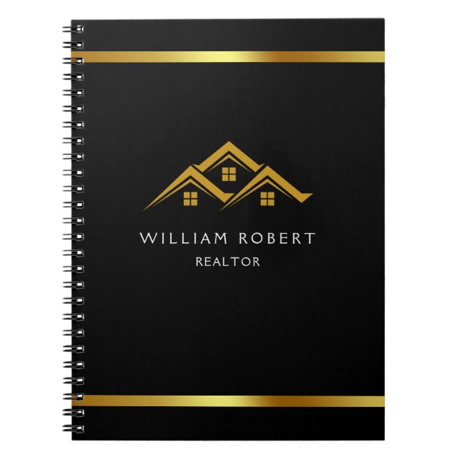 Real Gods Golden House Logotyp Modern Realtor Anteckningsbok (Framsidan)
