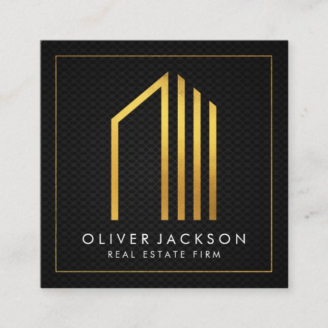 Real Gods | Guld Lux Executive | Svarta nät Fyrkantigt Visitkort (Framsida)