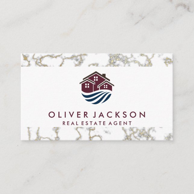 Real Gods Home | Guld Marble Visitkort (Framsida)