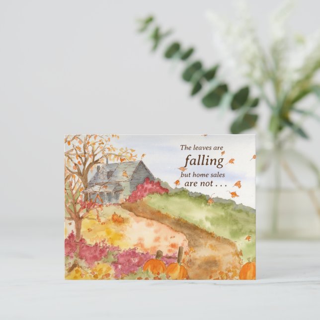 Real Gods Home Sale Hösthöst Marknadsföring-emblem Vykort (Stående Fram)
