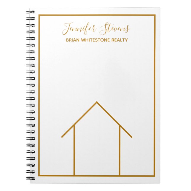 Real Gods House Chic Guld White Anpassningsbar Rea Anteckningsbok (Framsidan)