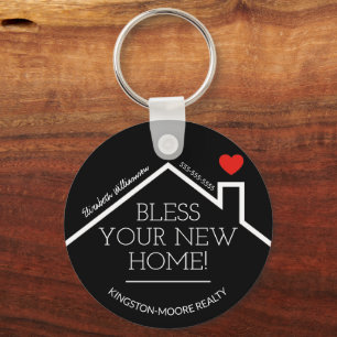 Real Gods House Heart Anpassningsbar Realtor Busin Nyckelring