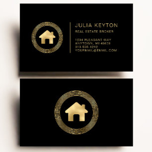 Real Gods House Logotyp Grekiska Nyckel Ram Black Visitkort