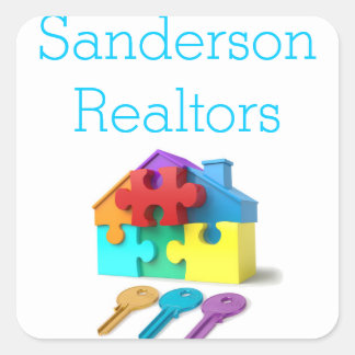 Real Gods, House och Nycklar, Realtor, gods agent Fyrkantigt Klistermärke