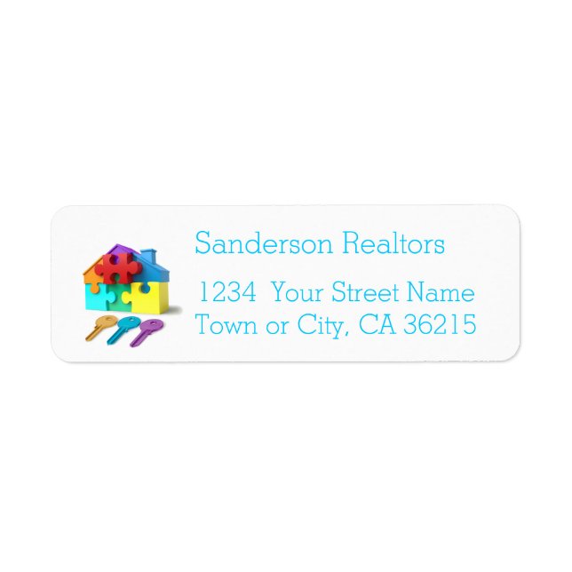 Real Gods, House och Nycklar, Realtor, gods agent Returadress Etikett (Framsidan)