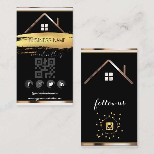 Real Gods House - Social Media QR-kod Visitkort (Fram/baksida)