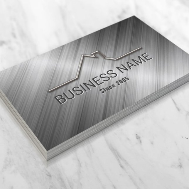 Real Gods House Tak Logotyp Realtor Metallic Visitkort (Skapare uppladdad)