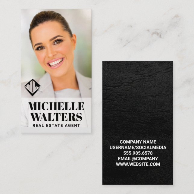 Real Gods Logotyp | Anpassningsbar Business Photo  Visitkort (Fram/baksida)