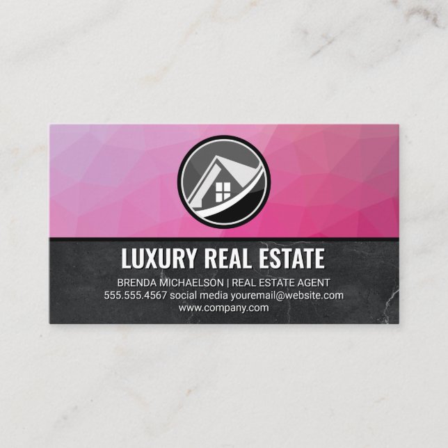 Real Gods Logotyp | Geometrisk Magenta | Marble Visitkort (Framsida)